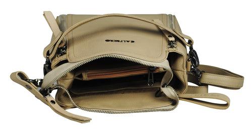 Calfnero Women's Genuine Leather Hand Bag (3044-Beige)