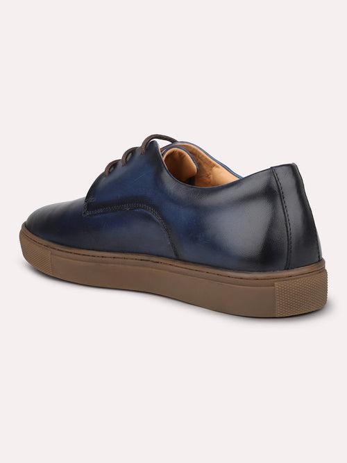 Men Blue Solid Casual Lace-Up Shoes