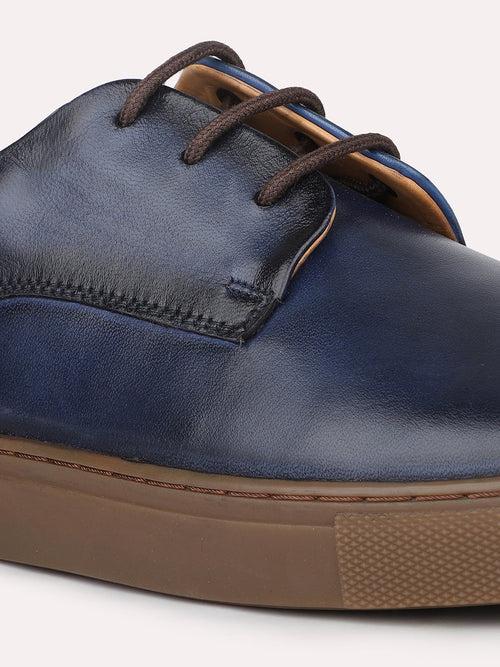 Men Blue Solid Casual Lace-Up Shoes