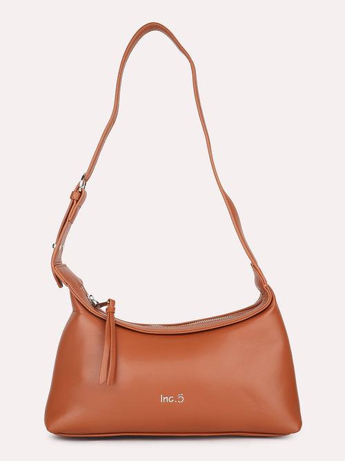 Women Tan Solid Shoulder Bag