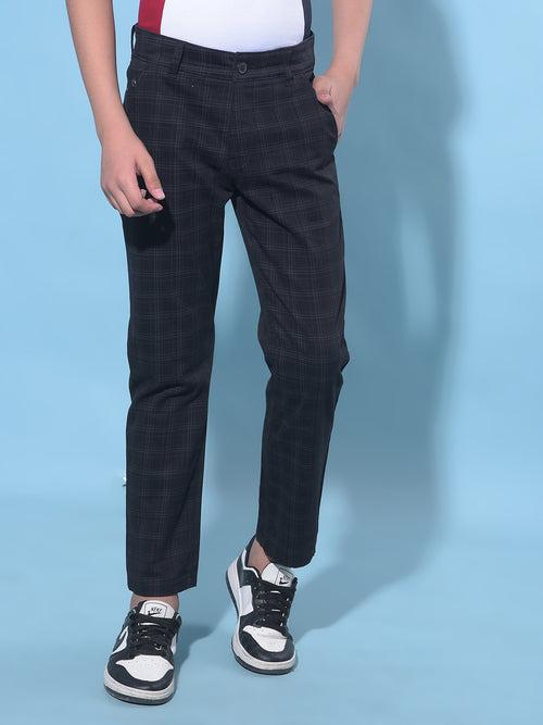 Black Tartan Check Trousers