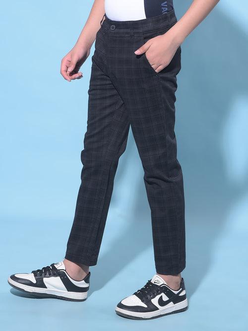 Black Tartan Check Trousers