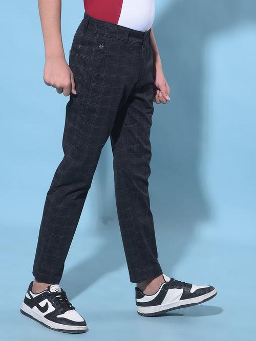 Black Tartan Check Trousers