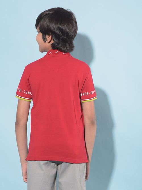 Red Typographic Printed T-Shirt