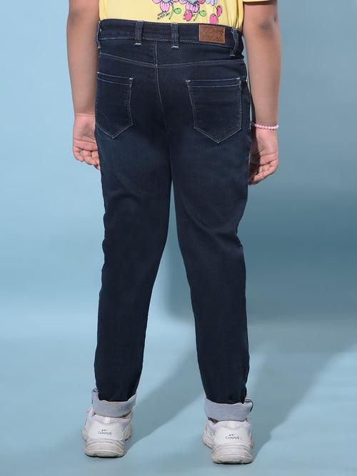 Navy Blue Skinny High-Waist Jeans