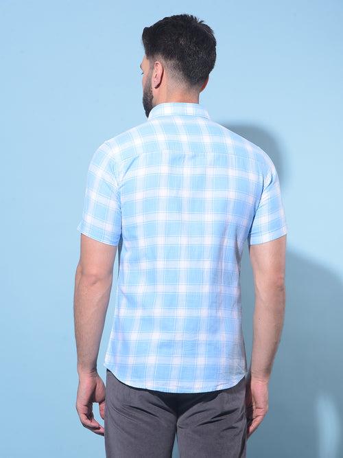 Blue Tartan Check 100% Cotton Shirt