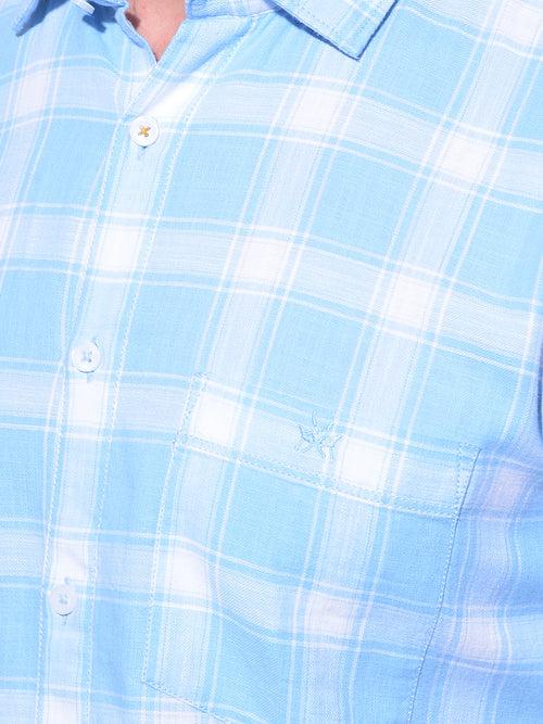 Blue Tartan Check 100% Cotton Shirt