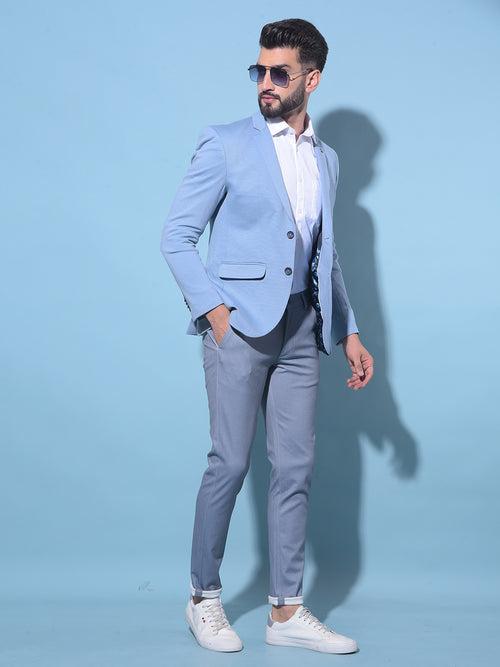 Blue Single-Breasted Blazer