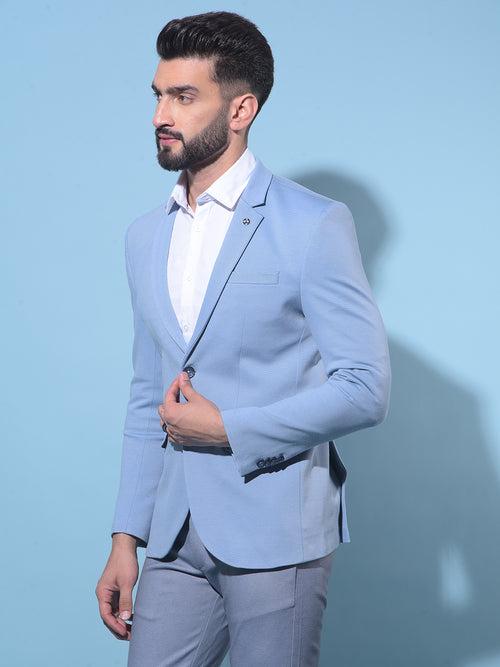 Blue Single-Breasted Blazer