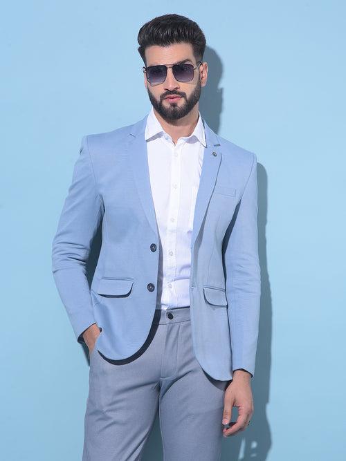 Blue Single-Breasted Blazer