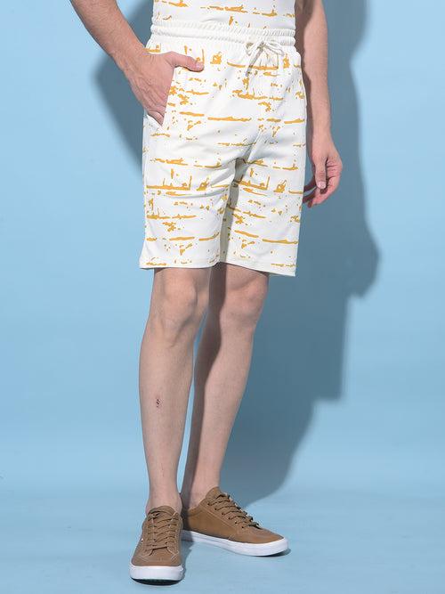 Beige Printed Lounge Shorts