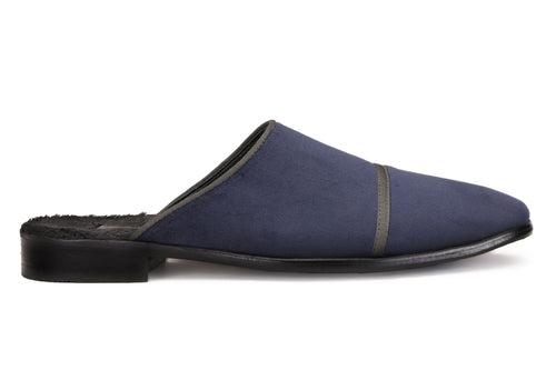 Velour Navy Mules