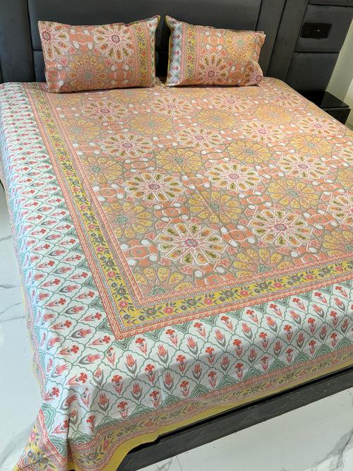 SHALIMAR BEDSHEET WITH TWO REVERSIBLE PILLOW COVERS