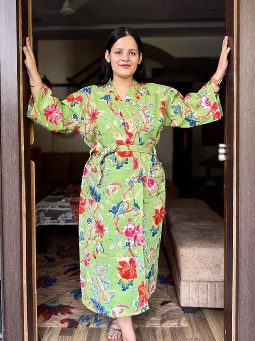 Floral Cotton Bath Robe