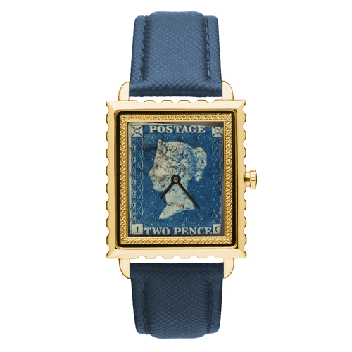 Blue Penny Stamp Gold Watch