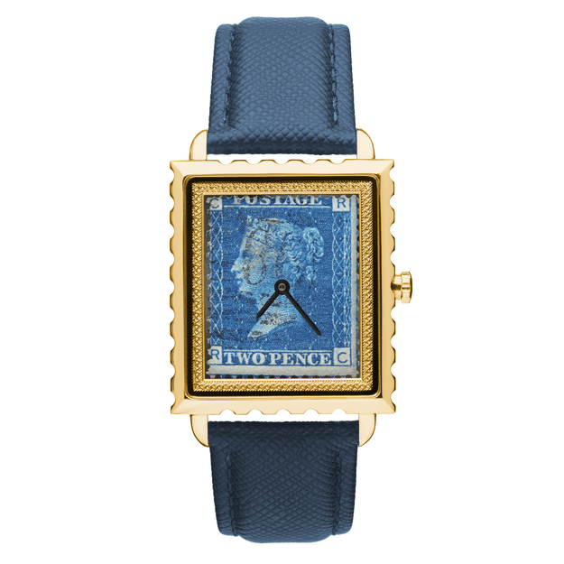 Blue Penny Stamp Gold Watch