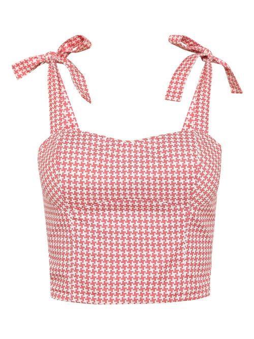 sweet rose houndstooth printed bustier