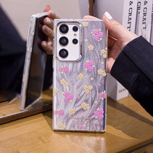 Floral Glossy Feather Yarn Case - Samsung