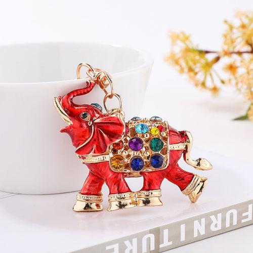 Colorful Diamond Elephant Keychain