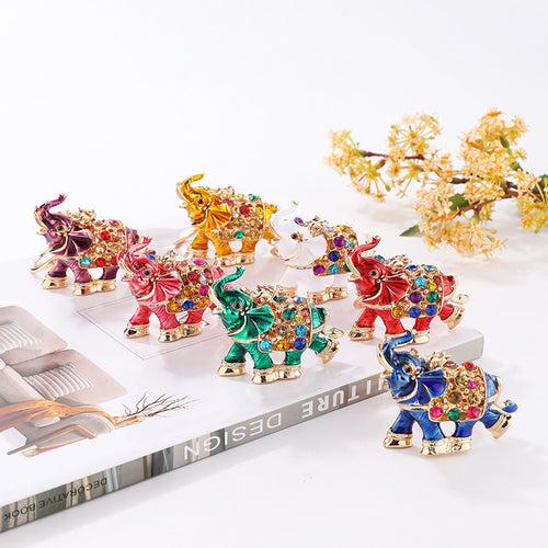 Colorful Diamond Elephant Keychain