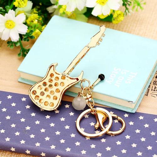 Melodic Rhinestone Guitar Keychain