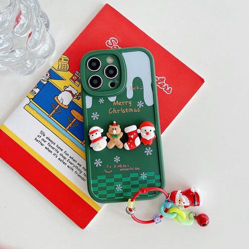 Festive Cartoons Phone Case with Santa Charm