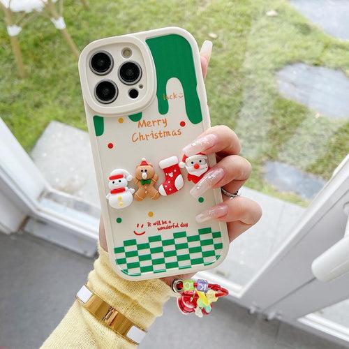 Festive Cartoons Phone Case with Santa Charm