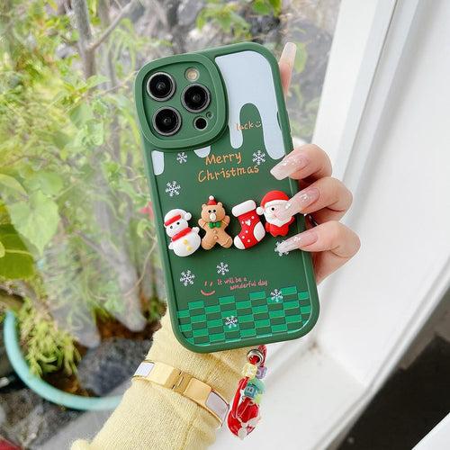 Festive Cartoons Phone Case with Santa Charm