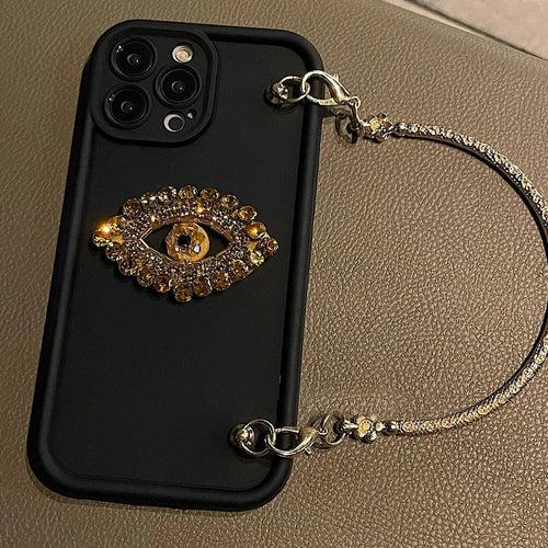 Rhinestone Eye Glimmer Wristlet Case