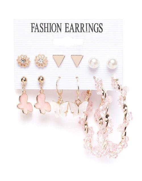 Pink Earrings Combo - Set of 6