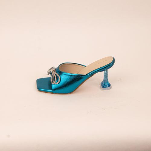 Zene Crystal Blue Bow Heels