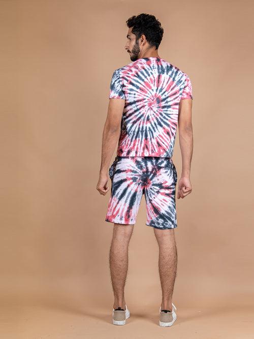 Pink and Black Tie and dye T-shirt and Shorts