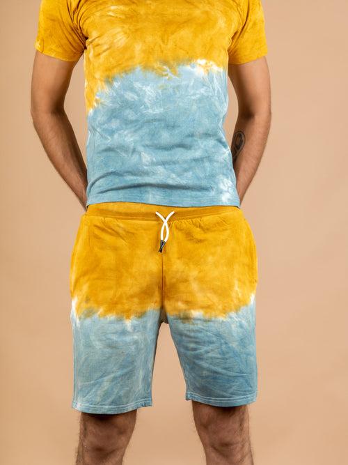 Mustard Yellow Tie and Dye T-shirt and Shorts