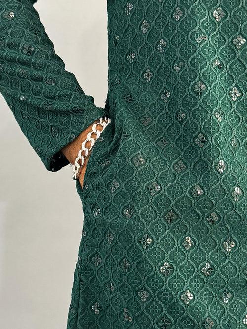 Evergreen Chikankari Embroidered Cotton Men's Kurta