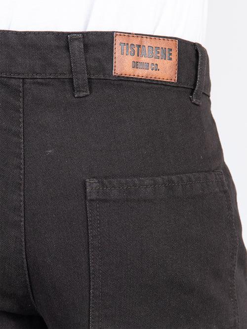 Dark Brown Straight Fit Cargo Denim Jeans