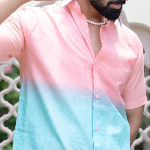 Ombre half sleeves printed shirt.