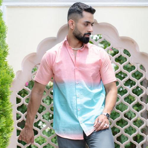Ombre half sleeves printed shirt.