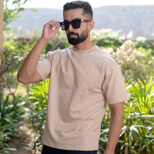 Light brown oversize French terry T-shirt