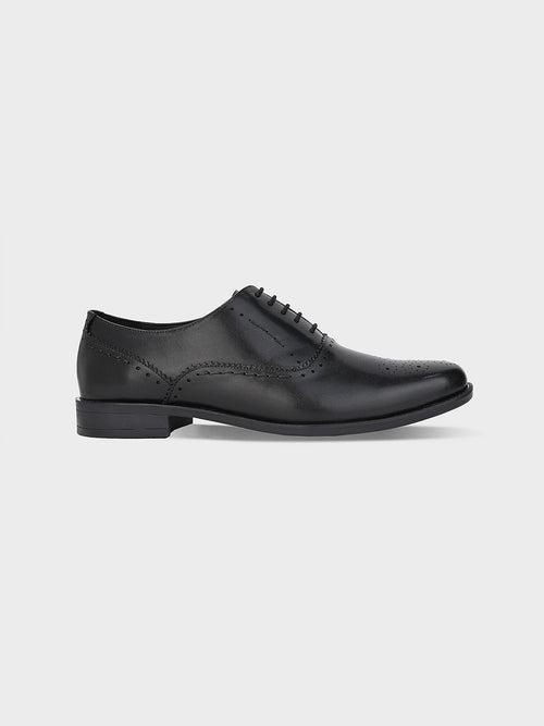 Men's Black Leather Brogue Lace-Up Shoes