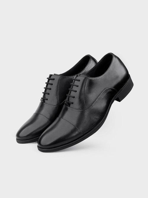 Men's Classic Black Leather Oxford Lace-Up Shoes