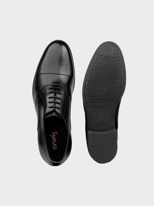 Men's Classic Black Leather Oxford Lace-Up Shoes