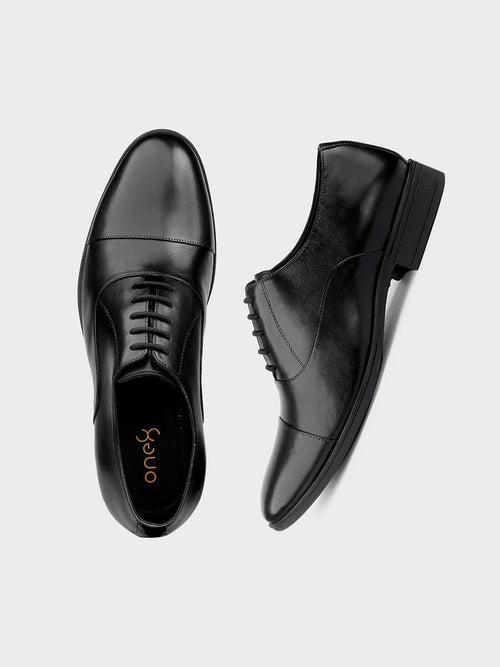 Men's Classic Black Leather Oxford Lace-Up Shoes