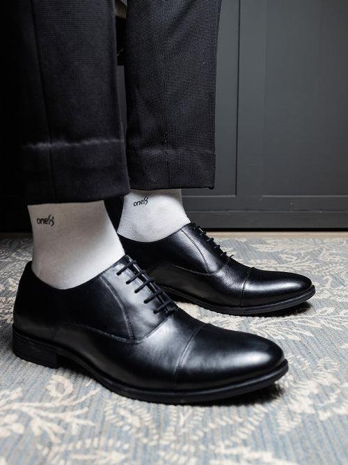 Men's Classic Black Leather Oxford Lace-Up Shoes