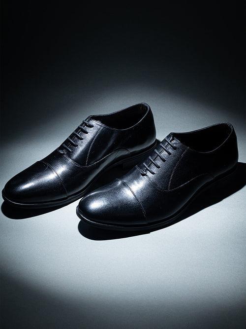 Men's Classic Black Leather Oxford Lace-Up Shoes