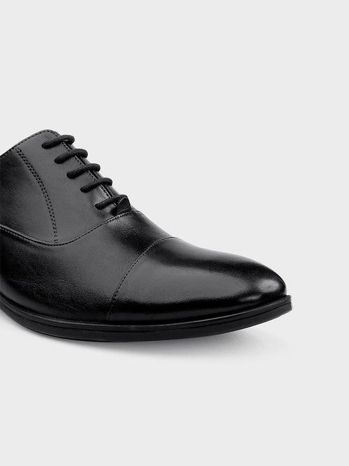 Men's Classic Black Leather Oxford Lace-Up Shoes