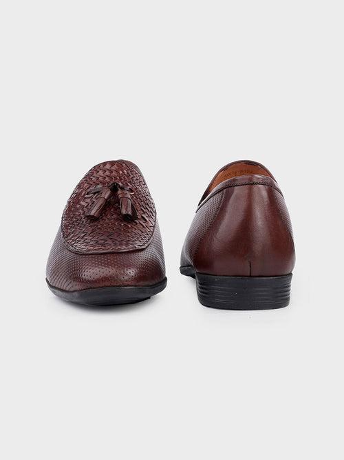 Men's Classic Brown Leather Slip-On Tassel Shoes