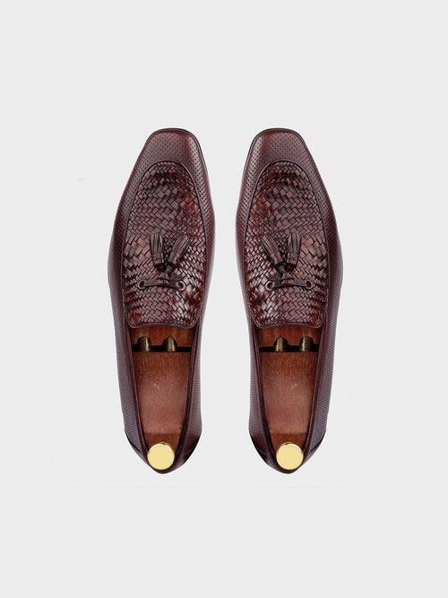 Men's Classic Brown Leather Slip-On Tassel Shoes