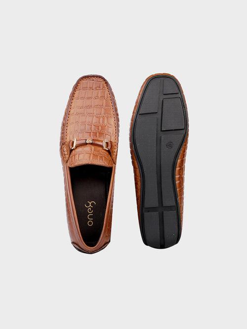 Men's Tan Leather Loafer Shoes