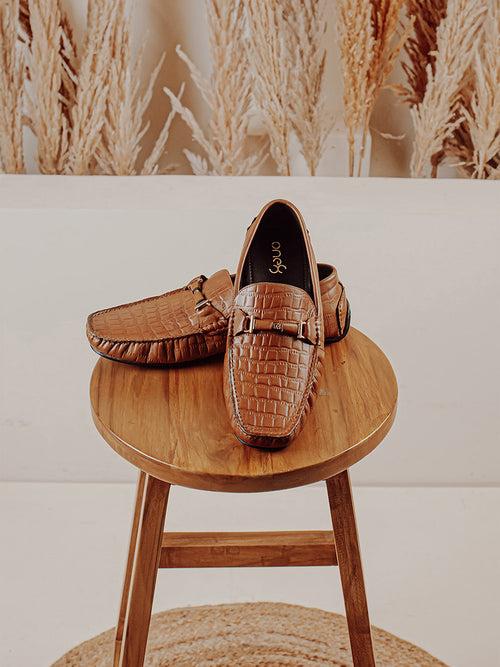 Men's Tan Leather Loafer Shoes