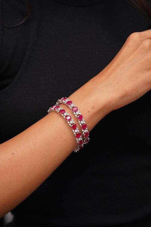 Aahana Diamond Bangles With Coloured Crystals